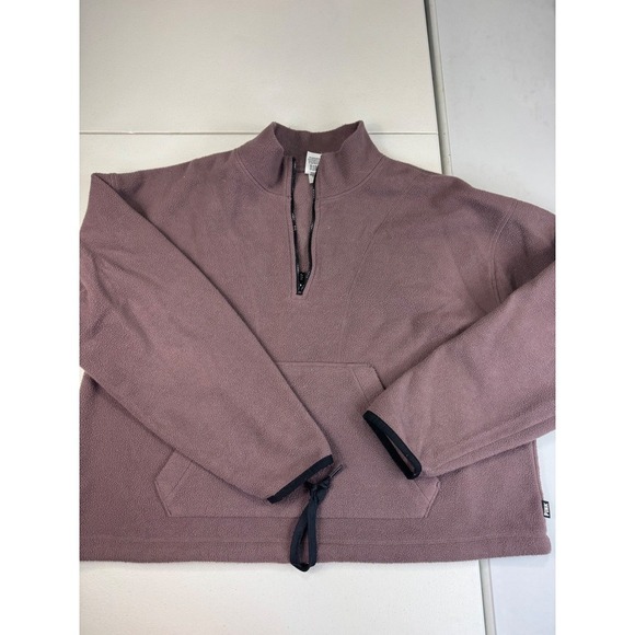 PINK Victoria's Secret Pullover Fleece 1/2 Zip Pouch Pocket Mauve Athleisure LG - Picture 2 of 7